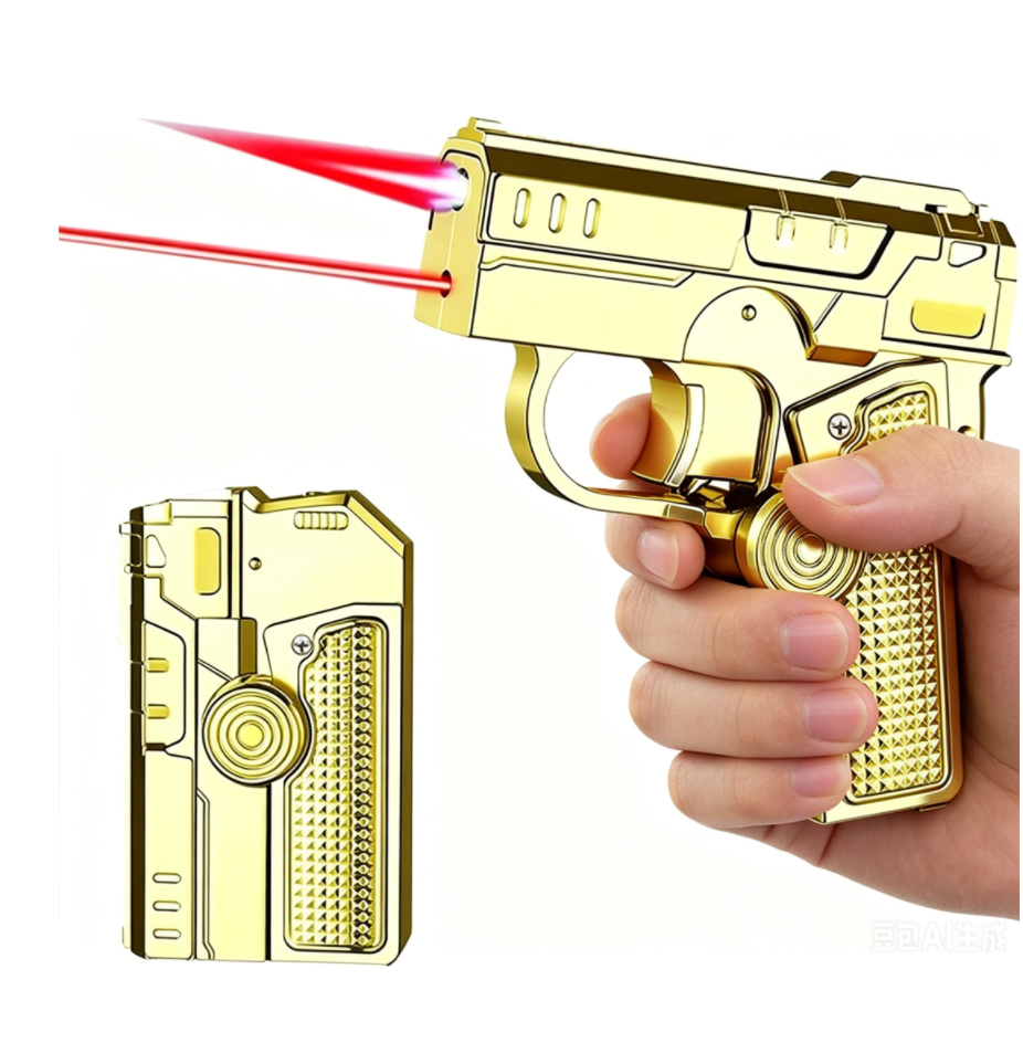 Butane Free-2-in-1 Fidget Spinner Gun Lighter Foldable Transformer Metal Lighter Red Laser Windproof Novelty EDC Gadget Gift For Men