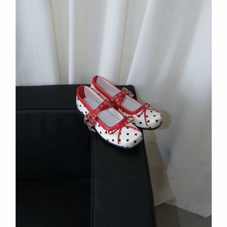 Women Vintage Polka Dot Bow Fashion Mary Janes, 2026 Spring Summer New, Elevated Casual Outdoor Shoes