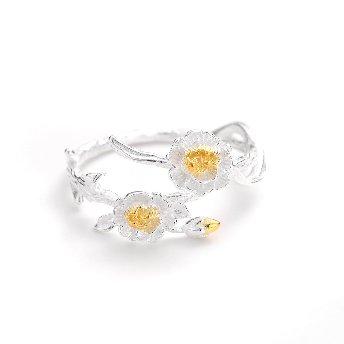 S925 Sterling Silver 12-Month Flower Series Adjustable Ring, Niche Gift For 520 Valentine's Day