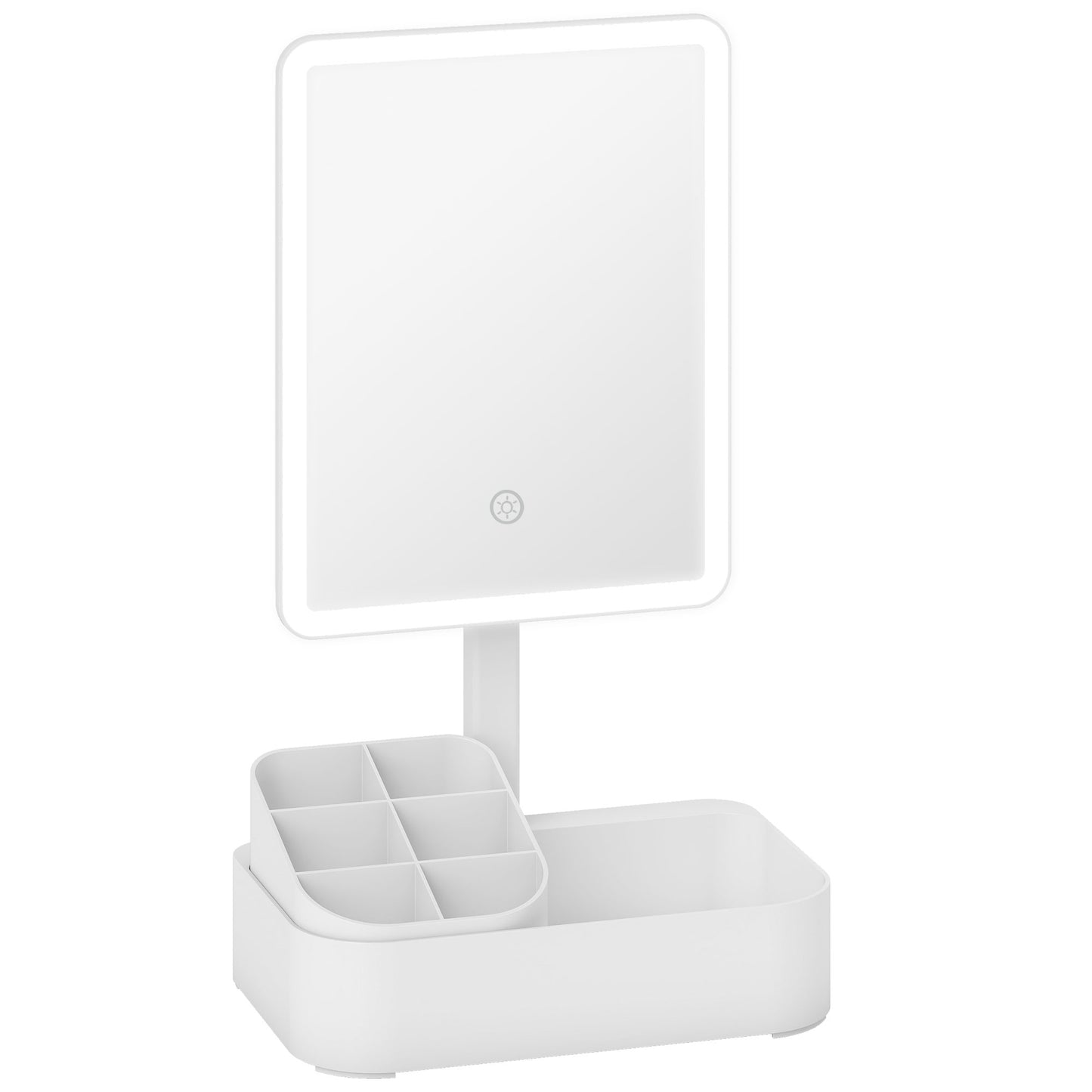 Lighted Makeup Mirror, Rechargeable Makeup Mirror, With Touchscreen, 2 Lighting Modes, 180-degree Rotation, White