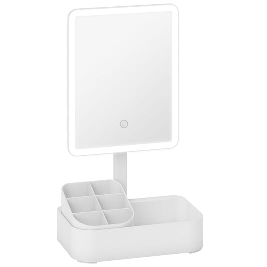 Lighted Makeup Mirror, Rechargeable Makeup Mirror, With Touchscreen, 2 Lighting Modes, 180-degree Rotation, White