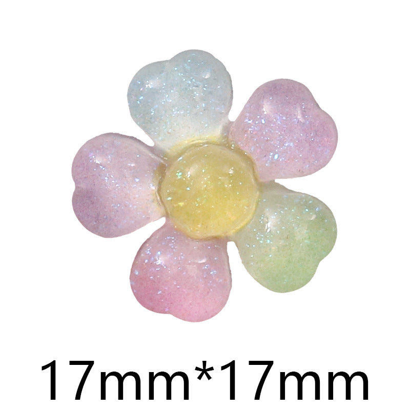 Transparent Glitter Star Moon Rainbow Flower Resin Ornament Accessories