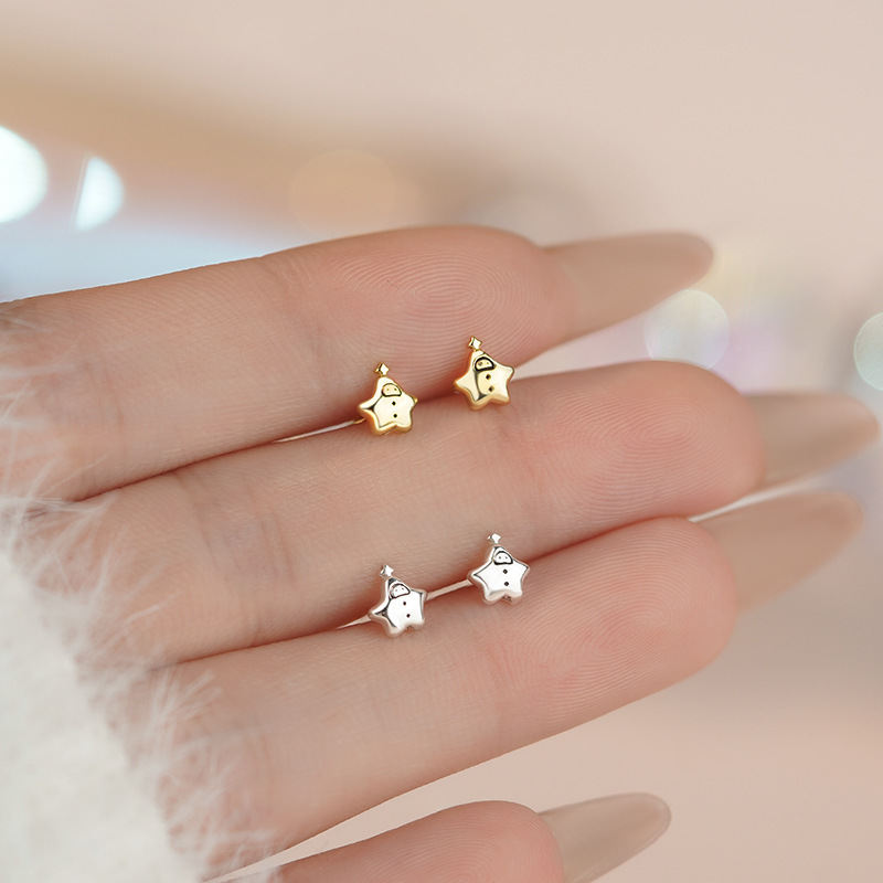S999 Sterling Silver New-Style Star Stud Earrings