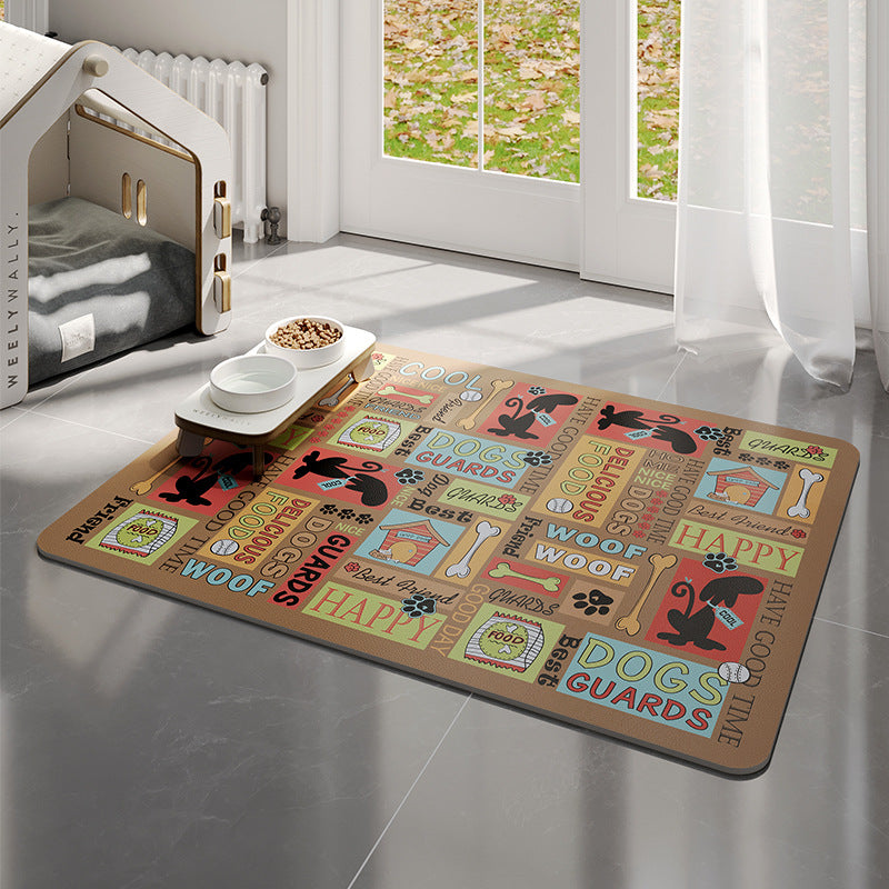 Pet Floor Mat Waterproof Leather Fence Rug  Dog And Cat Feeding Mat