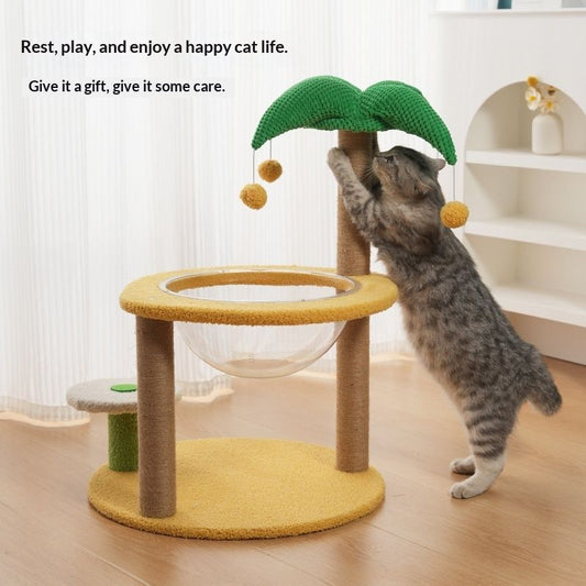 Compact Space-saving Cat Tree With Built-in Cat Bed And Toys