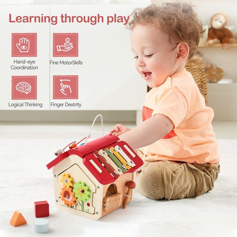 Portable Hand-carrying Multifunctional House Wooden Educational Toys