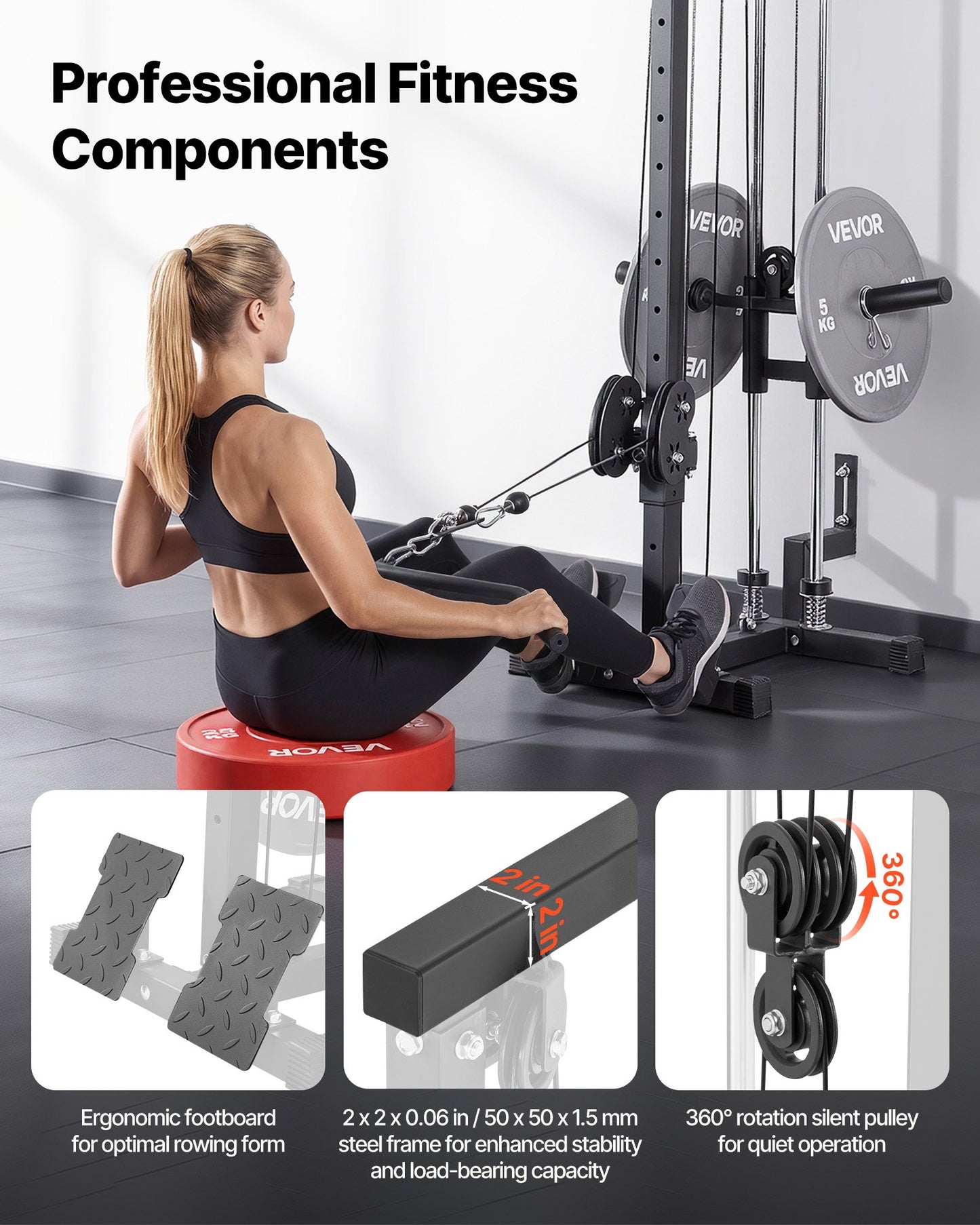 LAT Pull Down Machine, 3-in-1 Row Cable Machine, Cable Machines Home Gym With 18-Level Height Adjustment, Wall-Mount Design, Load 500 Lbs Lat Tower For Full-Body Workouts, Single-Arm Training