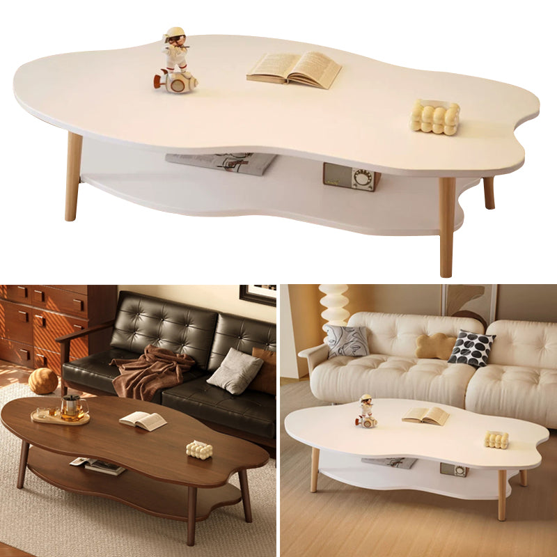 2 Layer Coffee Table Tea Table Cloud Modern Living Room Desk W  Storage Shelf UK