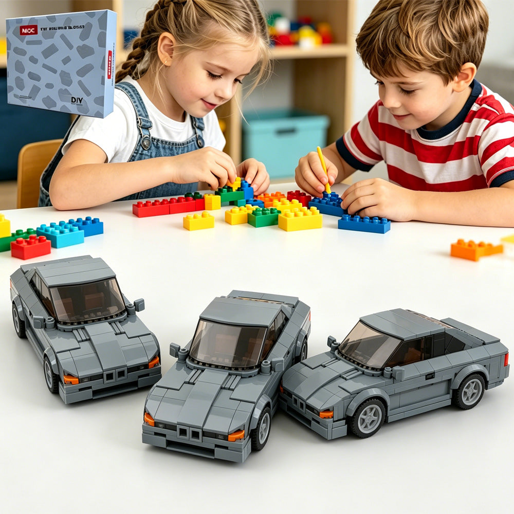 337PCS Gray Classic Sports Car Building Blocks, Retro Coupe Vehicle Model Kit Toy For Kids And Adults,Collectible Car Gift