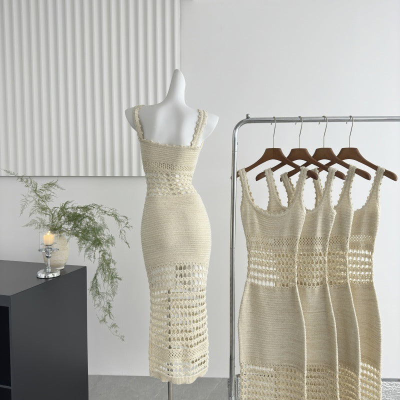 Kubliiv Beauty Curve Fil-Lumiere Weave Sexy Cutout Long Dress