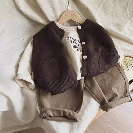 Korean-style Children's Single-piece Vest Three-piece Set