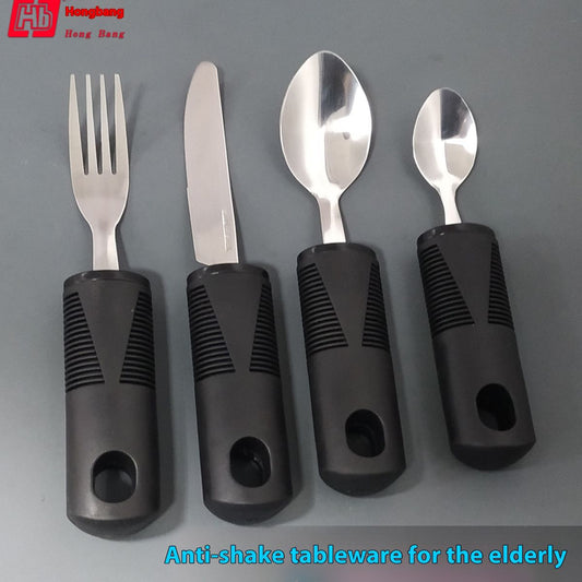 Stainless Steel Rubber Handle Elderly Anti-shake Tableware Adaptive Food Aid Rehabilitation Knife