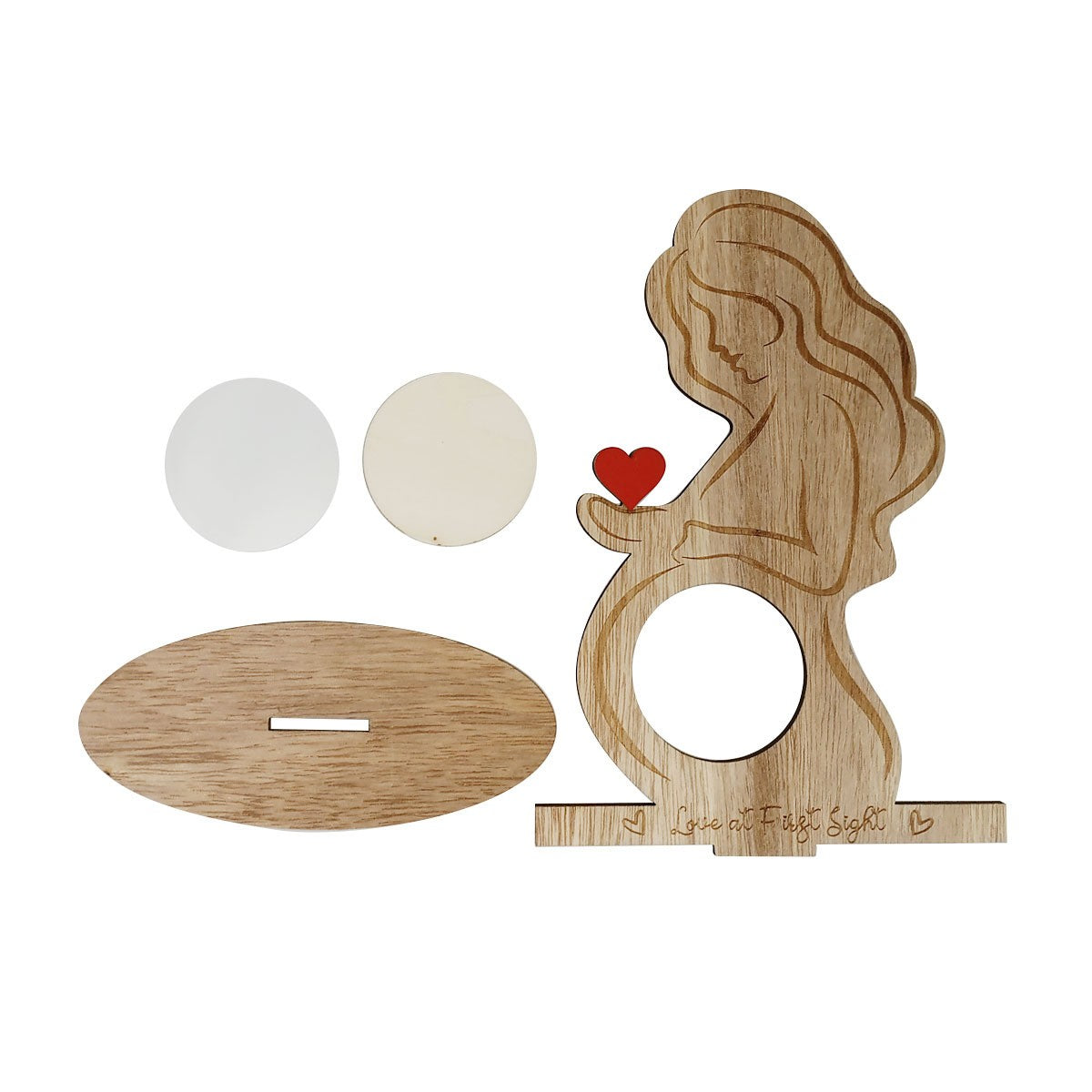 Pregnant Mom Wooden Ultrasound Photo Frame, Love At First Sight Sonogram Picture Keepsake Stand, Expectant Mother Gift Baby Shower Pregnancy Announcement Decor