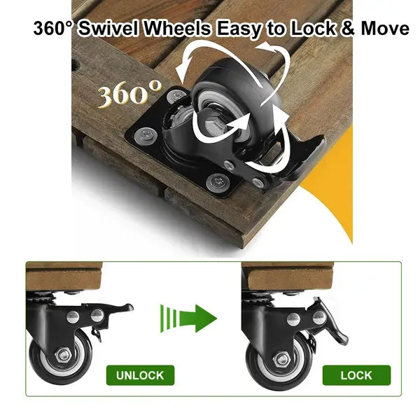 12inch*12inch Square Wooden Plant Cart: Natural Beauty, Easy Mobility, Perfect For Gardening