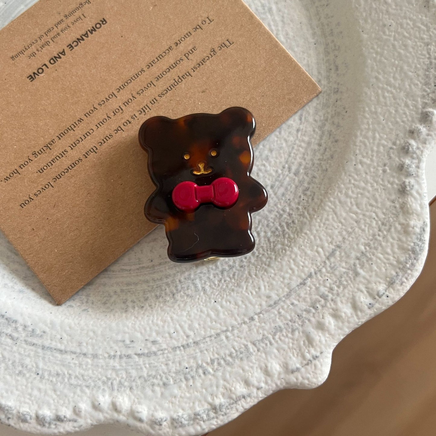Retro Little Bear Cute Bow Hair Clip For Bangs
