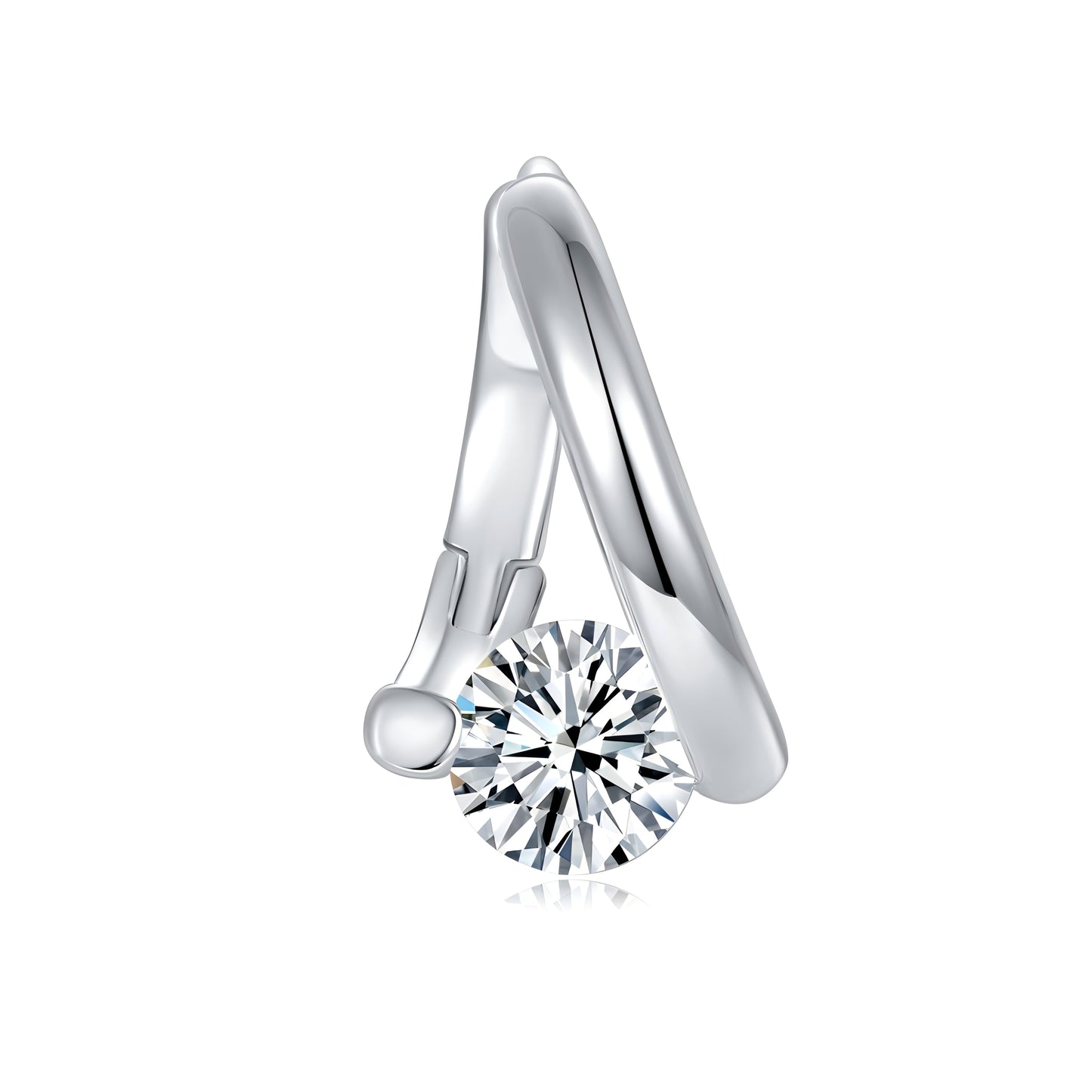 S925 Sterling Silver 0.5CT Moissanite Hoop Earrings For Women  Round Cut Bottom Set Huggie Hoop With GRA Certificate Platinum Plated Minimalist Jewelry Gift Box Set