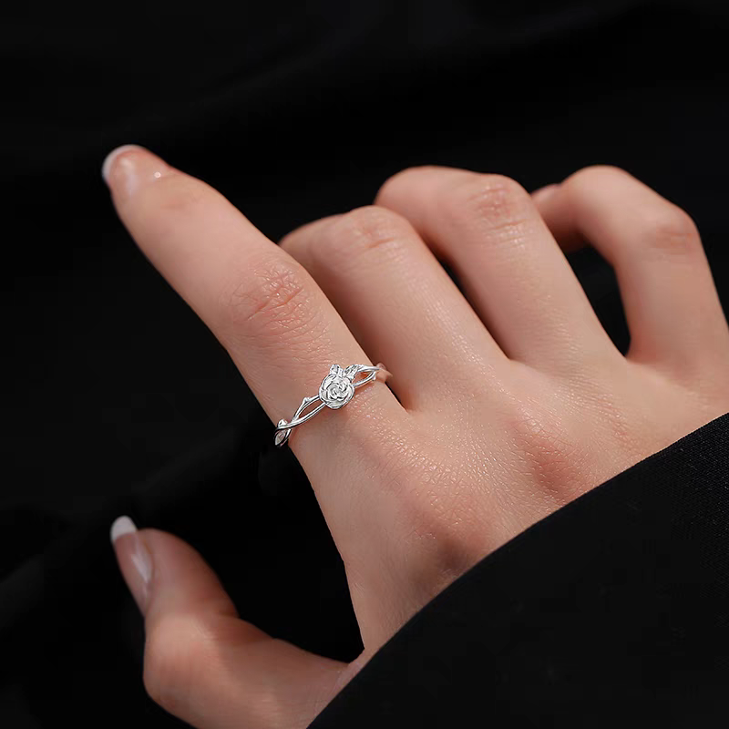 1pc 999 Sterling Silver Rose Open Ring, Delicate Style, Perfect For Daily Wear And Valentine's Gift