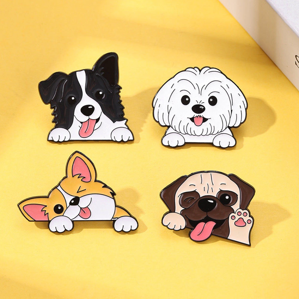 Cute Corgi And Border Collie Pet Dog Brooch
