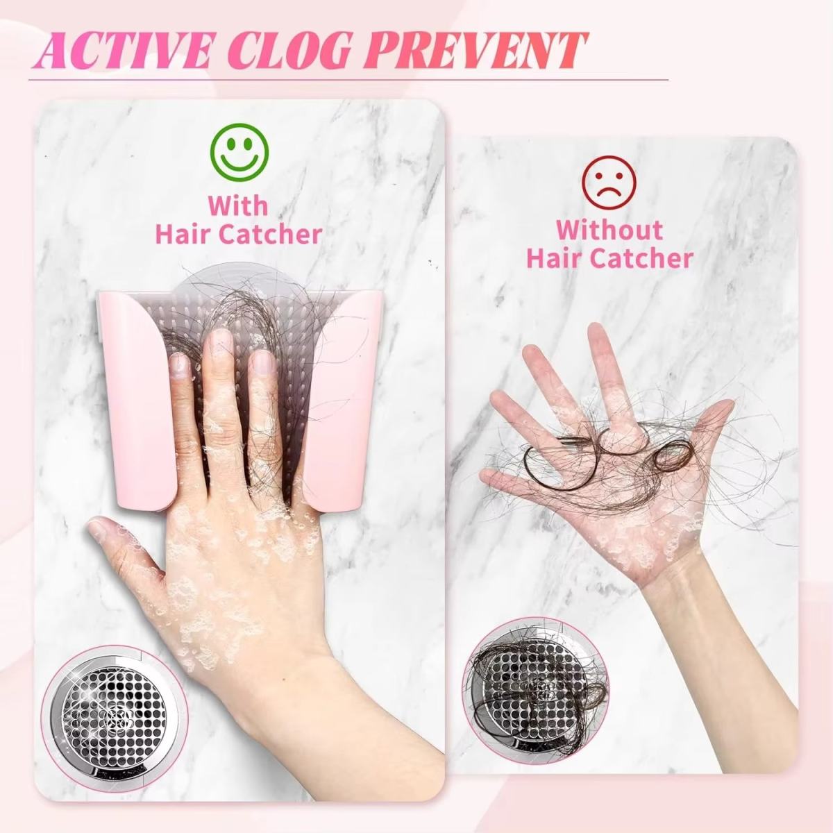 Silicone Shower Wall Hair Catcher Wall-Mounted Hair Collector To Prevent Drain Clogging Bathroom Hair Trap Drain Protector