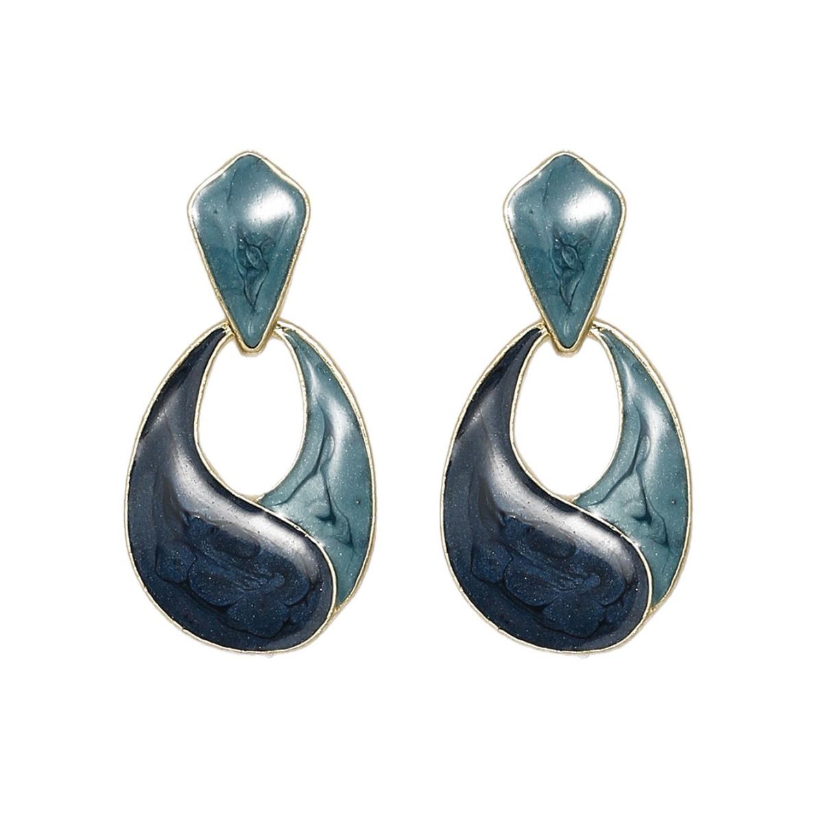 Hot Selling Cross-border Enamel Water Drop Earrings For Women, French Hepburn Style Geometric Ear Jewelry, Unique Niche Design Premium Texture Earrings