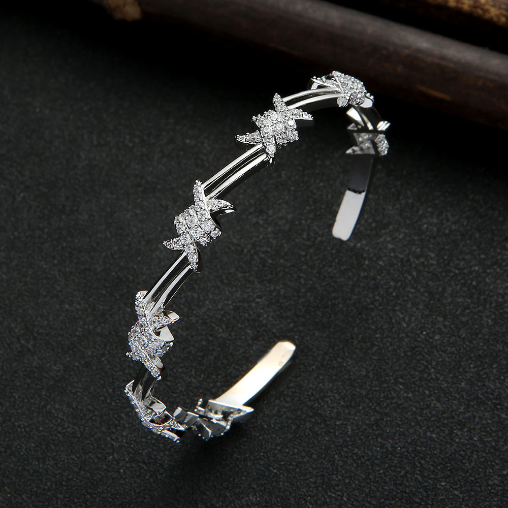 Geometric Zircon Open-ended Bracelet Formal Dress Accessories