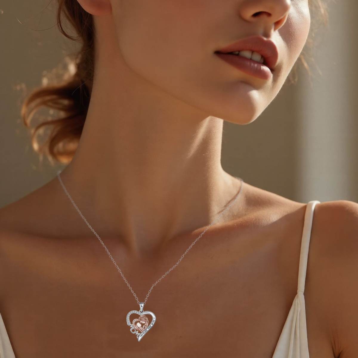 Love Mother And Daughter Necklace Female Accessories Heart Clavicle Chain Light Luxury