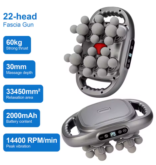 22 Head Fascia Gun High Frequency Vibration Body Massage Gun Back And Waist Massager Neck Shoulder Massager Muscle Masajeador