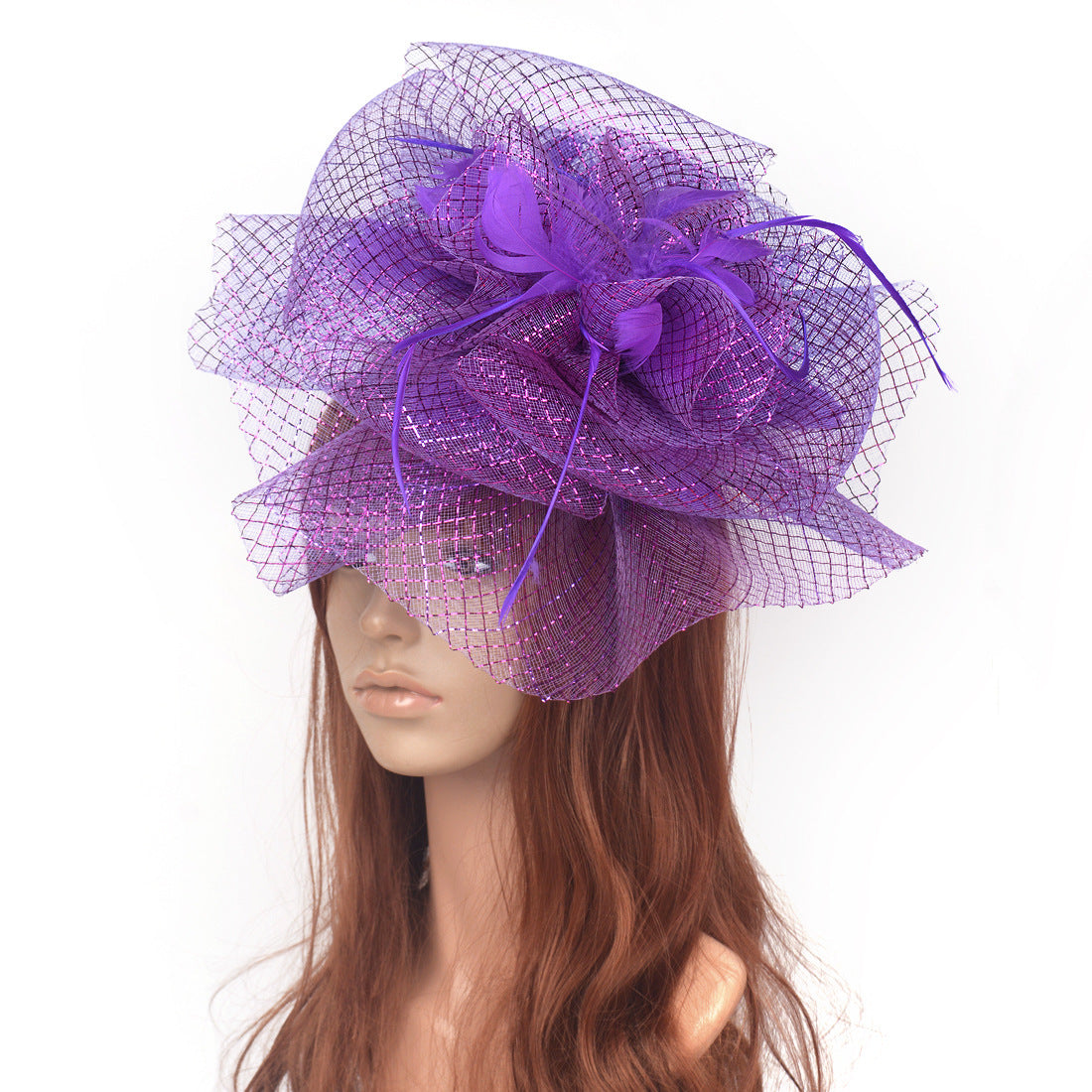 Tea Party Veil Feather Headdress Small Top Hat Performance Headpiece