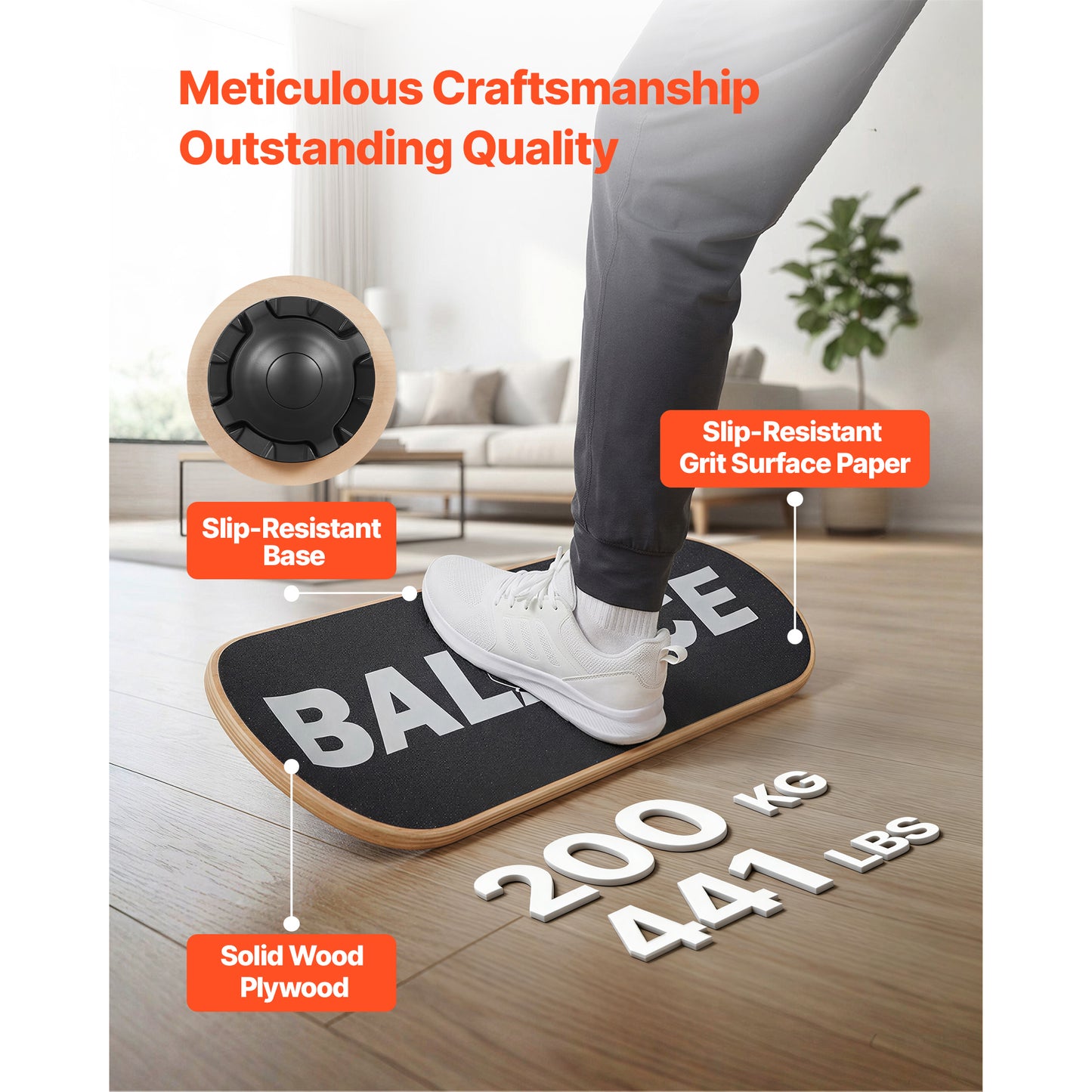 Balance Board, Wobble Board Trainer For Adults 3-Level Adjustable Base, Premium Wooden Balance Training Equipment, Slip-Resistant Surface For Core Workout, Standing Desk Exercise, Home Gym, Yoga