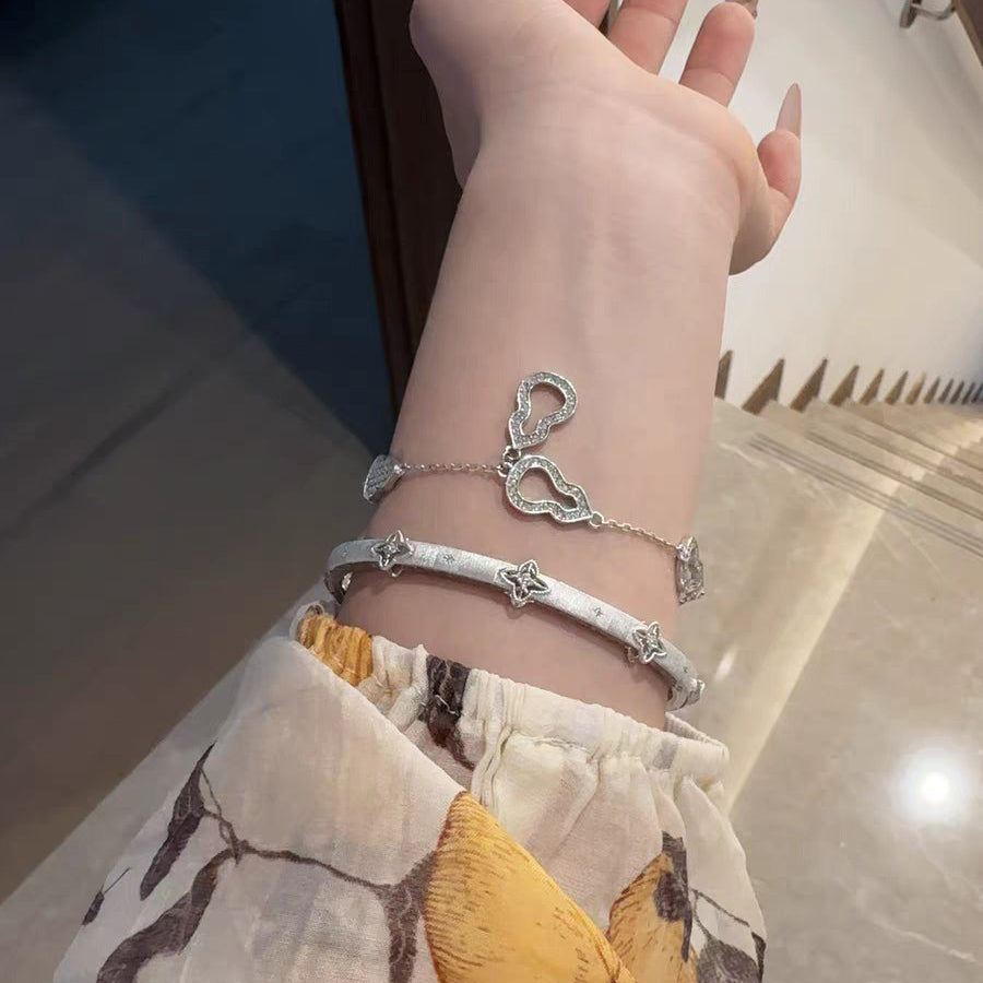 1pc 999 Sterling Silver Diamond Gourd Charm Bracelet, Chinese Style, Perfect For Daily Wear And Valentine's Gift