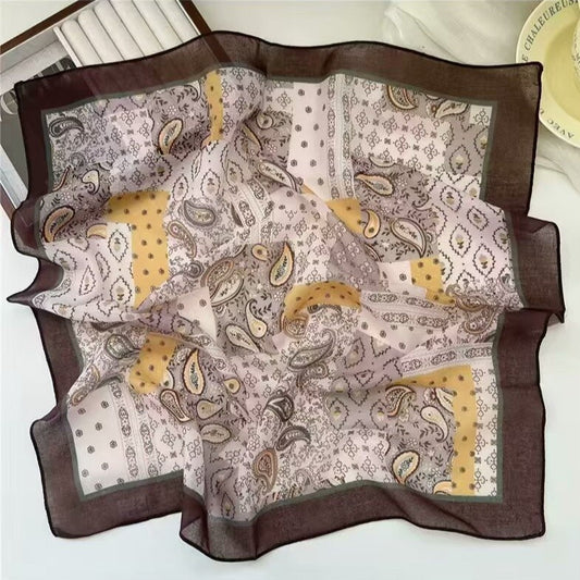 Korean-style Fresh And Delicate Floral Silk Scarf