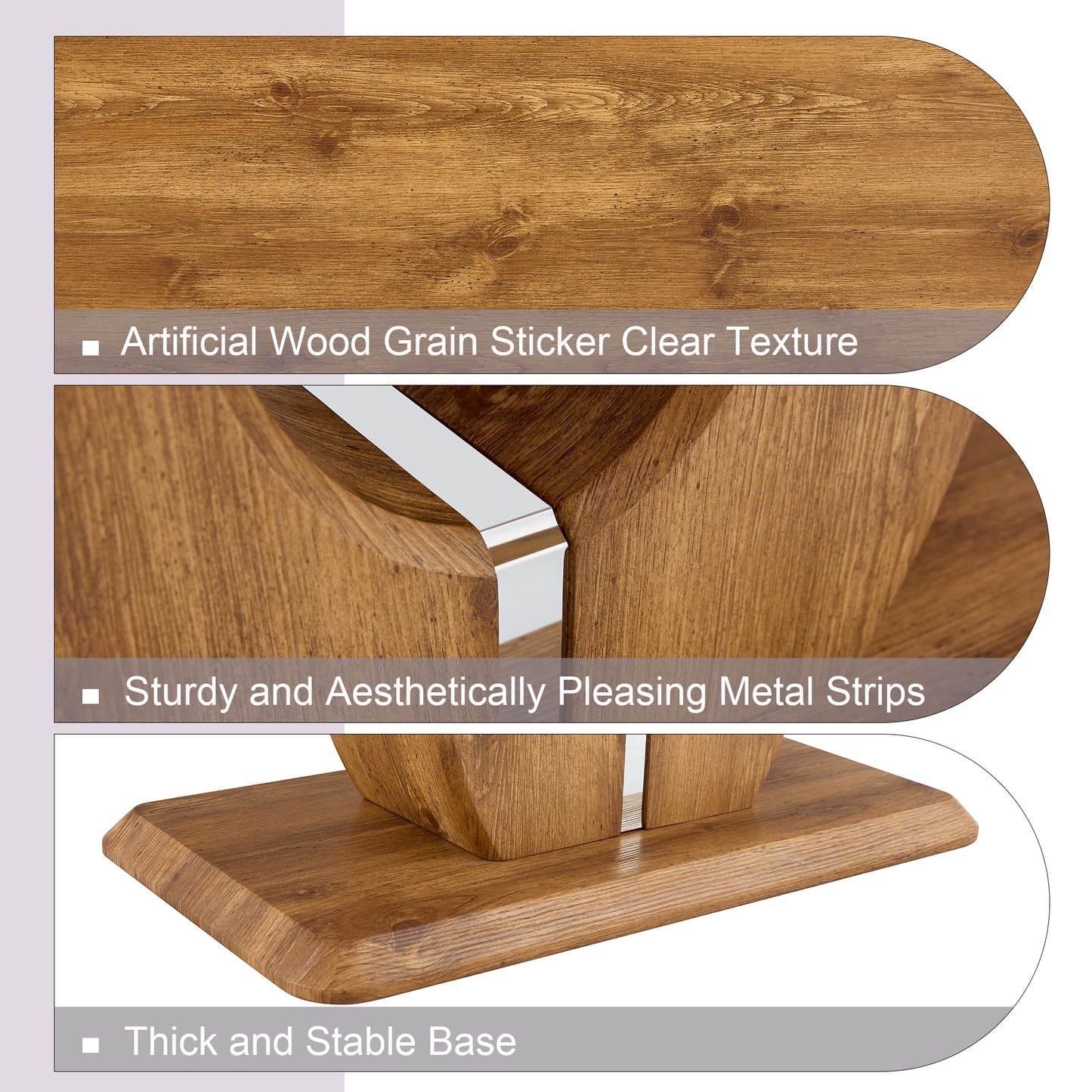 Modern Simple Luxury Rectangular Coffee Table In Wood Color. The Computer Desk. The Game Table. Suitable For Dining Room, Living Room, Terrace, Kitchen. 47 Inx 25.6in18in