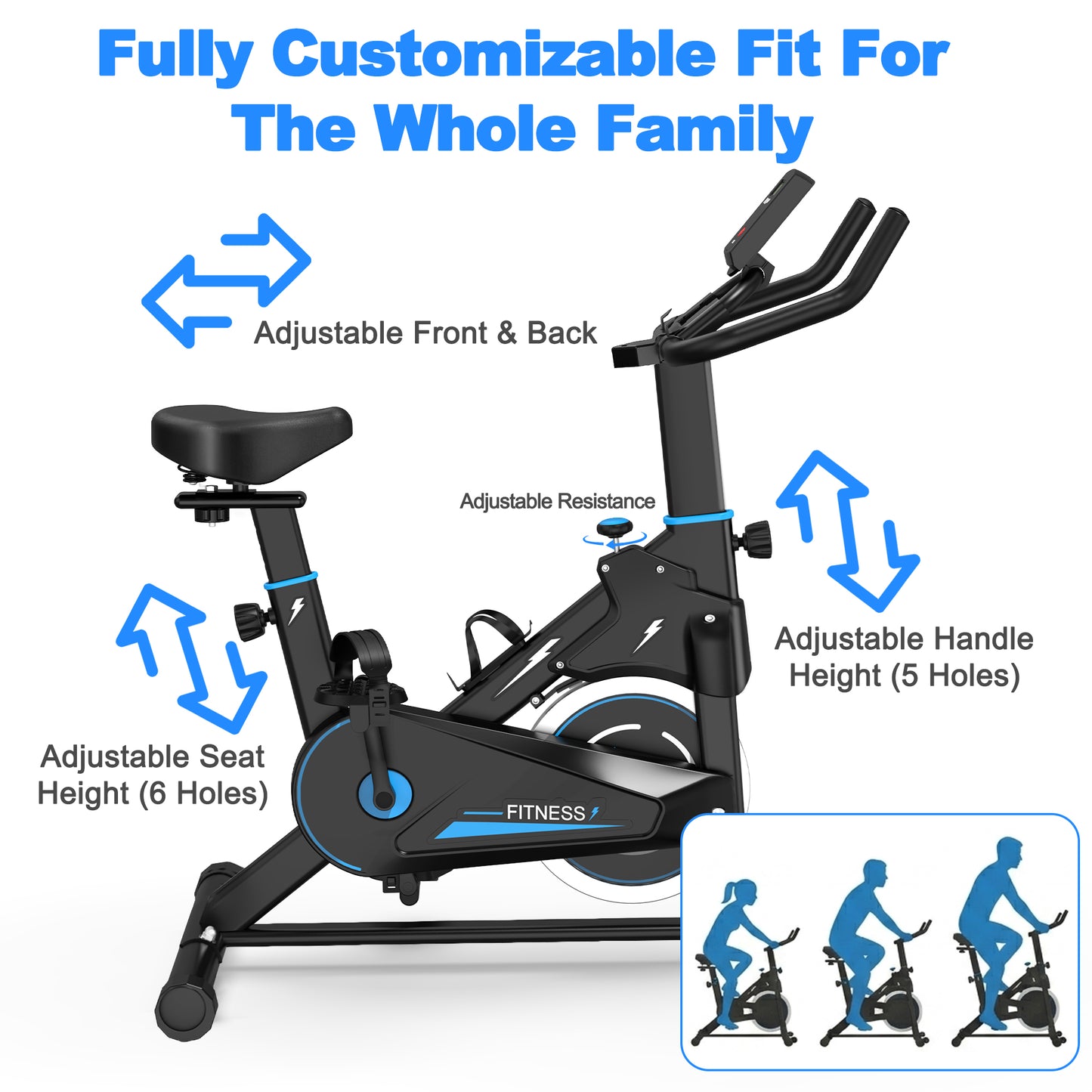 Indoor Exercise Bike, Stationary Cycling Bike With Monitor, Adjustable Resistance, Comfortable Seat & Handlebars, Stable Base, Portable Design Home Fitness Workout Cycle For Daily Indoor Use