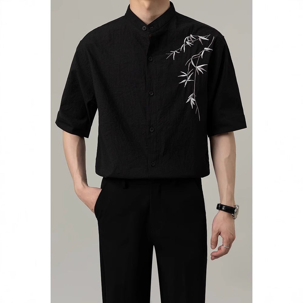 Korean-style Loose-fit Short-sleeve Shirt For Men
