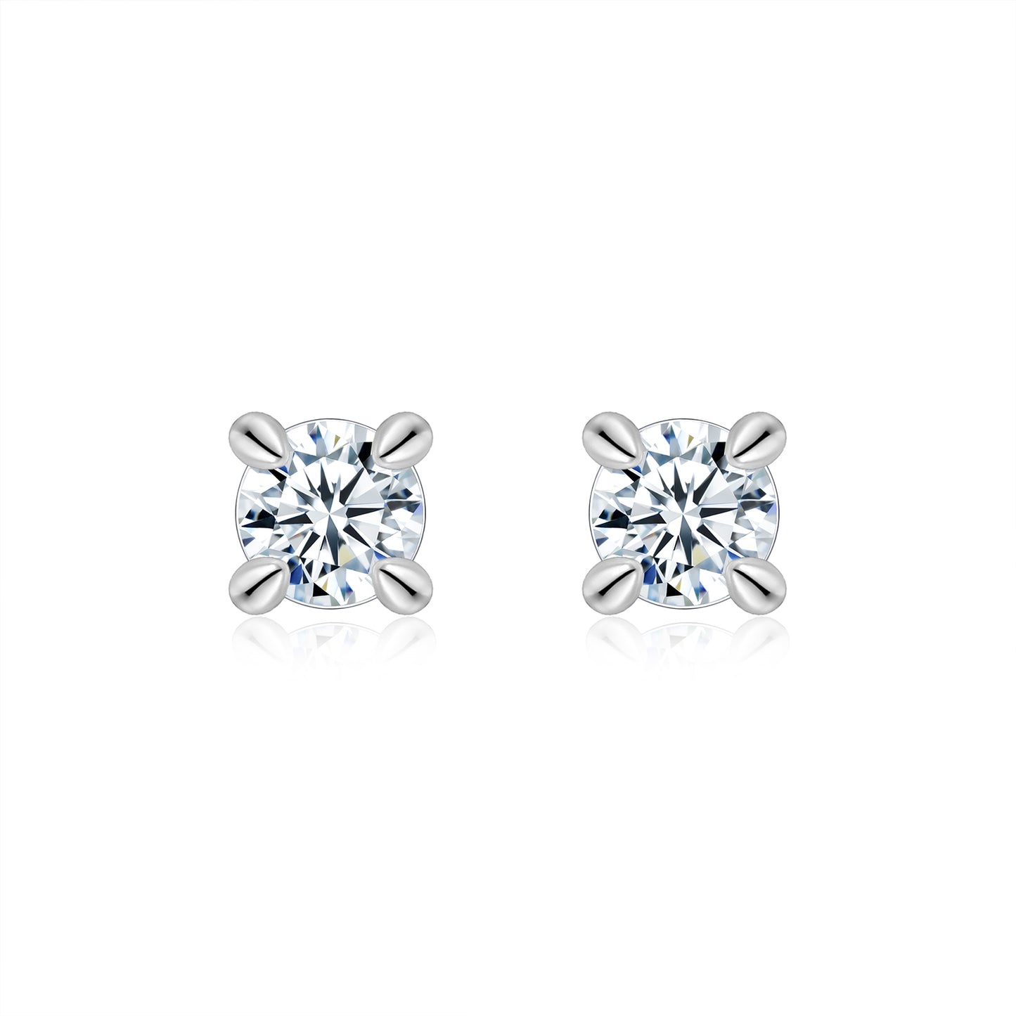 S925 Sterling Silver Moissanite Stud Earrings, 0.5&2ct D-VVS1 4-Prong Basket Pave With Screw Backs, GRA Certificate Gift Box