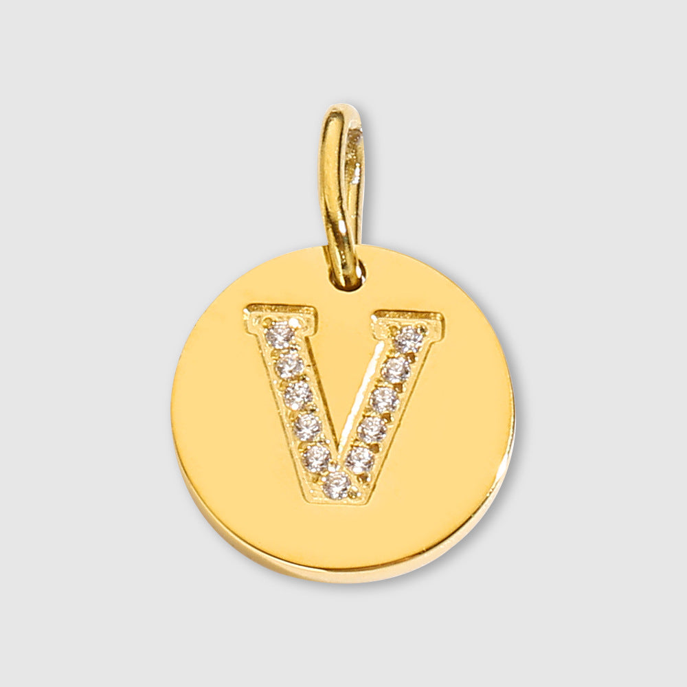 Diamond-Encrusted Jewelry Accessories Stainless Steel Letter Pendant