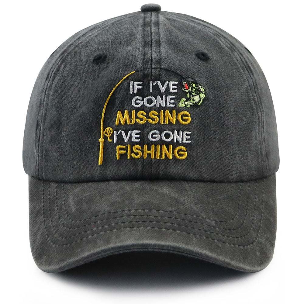 2pcs Vintage Washed Fishing Baseball Cap For Women, Embroidery If I Ve Gone Missing I Ve Gone Fishing Funny Hat, Outdoor Fisherman Gift Hat