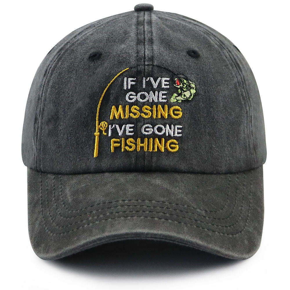 2pcs Vintage Washed Fishing Baseball Cap For Women, Embroidery If I Ve Gone Missing I Ve Gone Fishing Funny Hat, Outdoor Fisherman Gift Hat