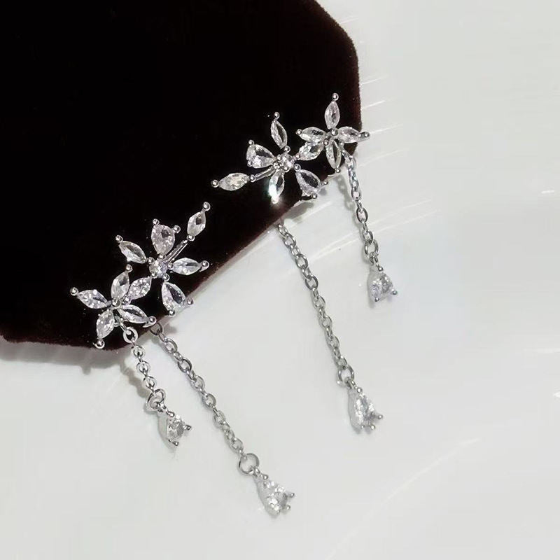 Korean-style Minimalist Flower-shaped Versatile Tassel Earrings For Women