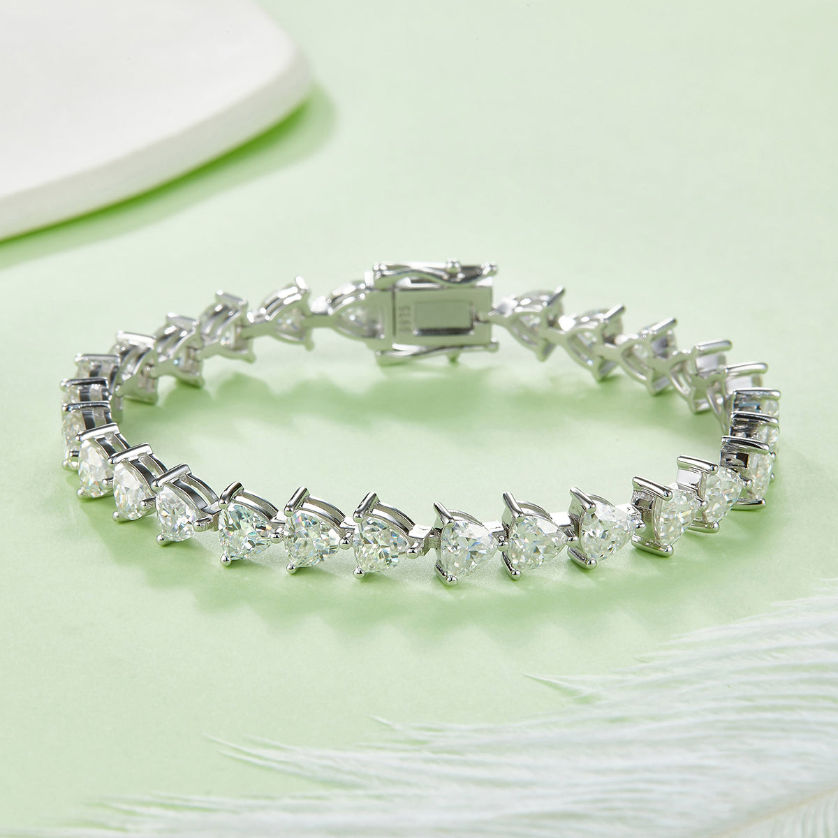 S925 Sterling Silver 5x5mm Trillion Cut Moissanite Tennis Bracelet D Color VVS1 16-18-20cm Platinum Plated GRA Certified Gift Box