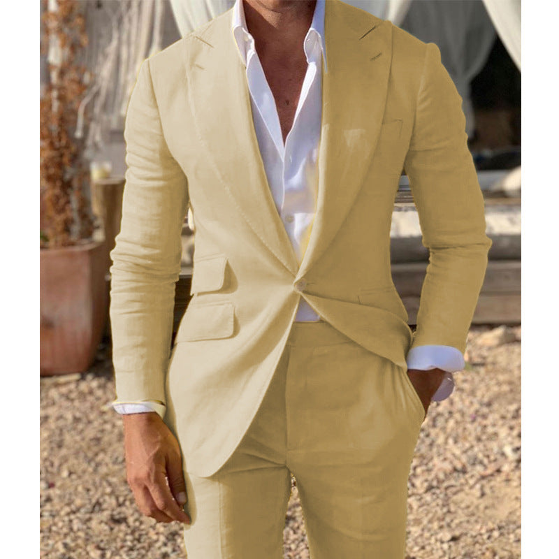Cross-border Best-selling Mens Suit Two-piece Set