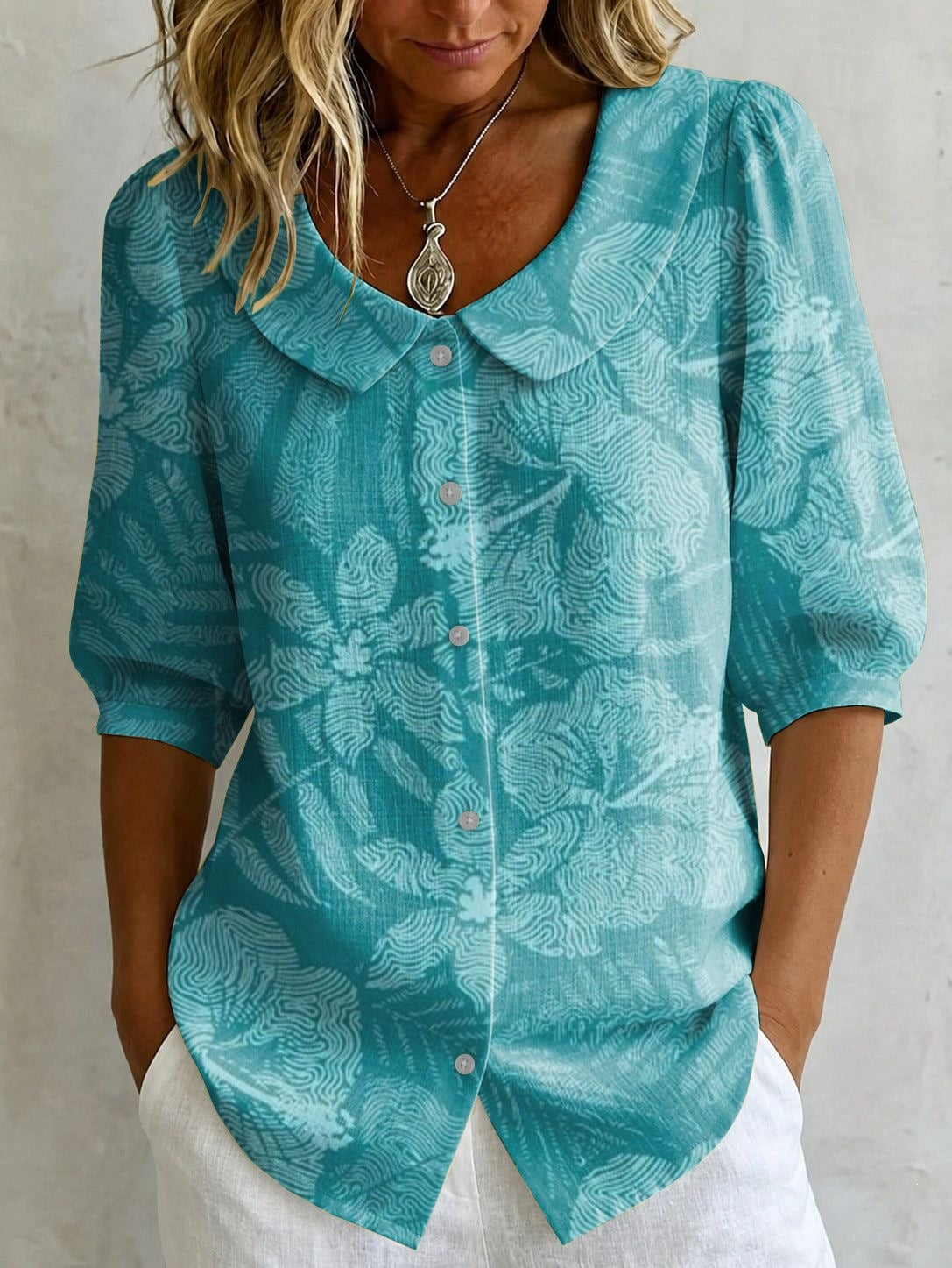Womens Casual Fashion Printed Short-sleeve Top