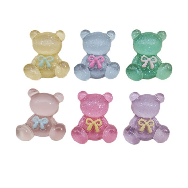 Transparent Thin And Glittering Color Bow Tie Bear Diy Resin Accessories