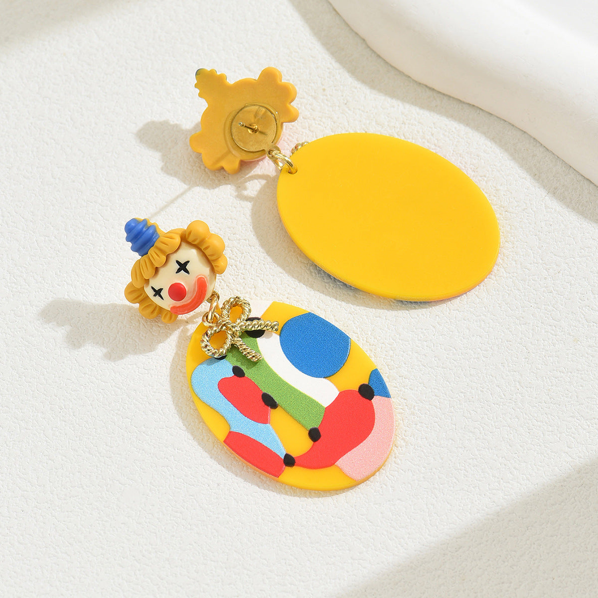 Unique European American Women Stud Earrings, Niche Premium Geometric Cartoon Character Doll Design, Versatile Daily Fashion Ear Jewelry
