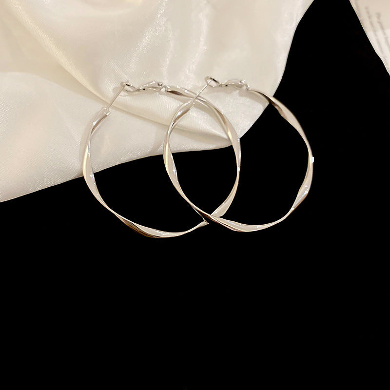 Sterling Silver Needle Cold Style Hoop Earrings Women Luxury All-Match Ear Decor