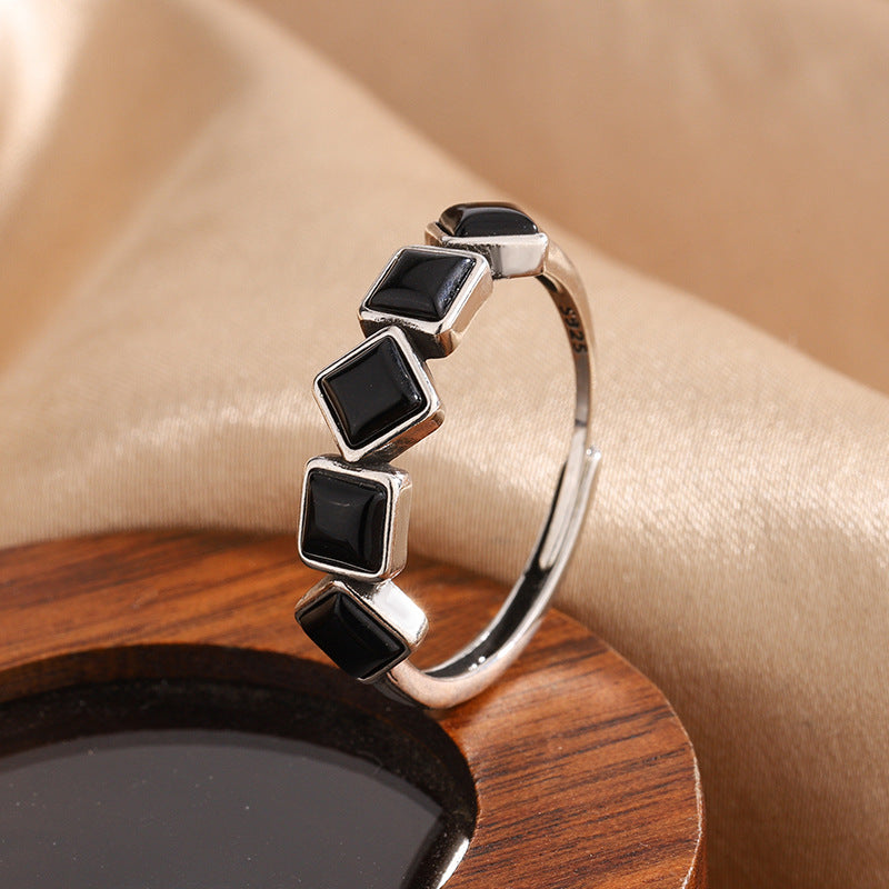S925 Sterling Silver Vintage Fashion Natural South Red Agate Ring