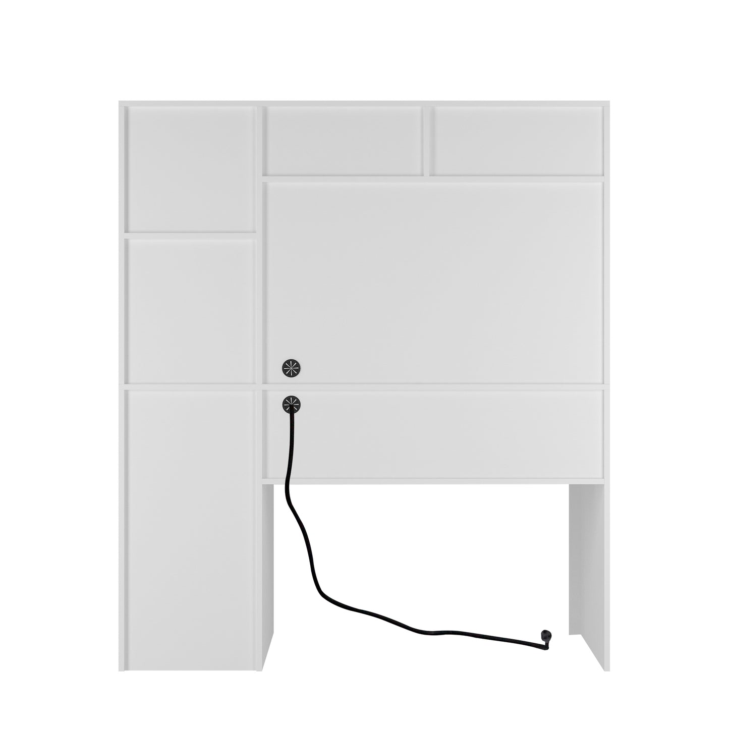Computer Desk With Hutch & Bookshelf,Wood Executive Desk Teens Student Desk Writing Laptop Home Office Desk With Drawers,3 AC Outlets And 2 USB Charging Ports,Study Laptop Table For Home White