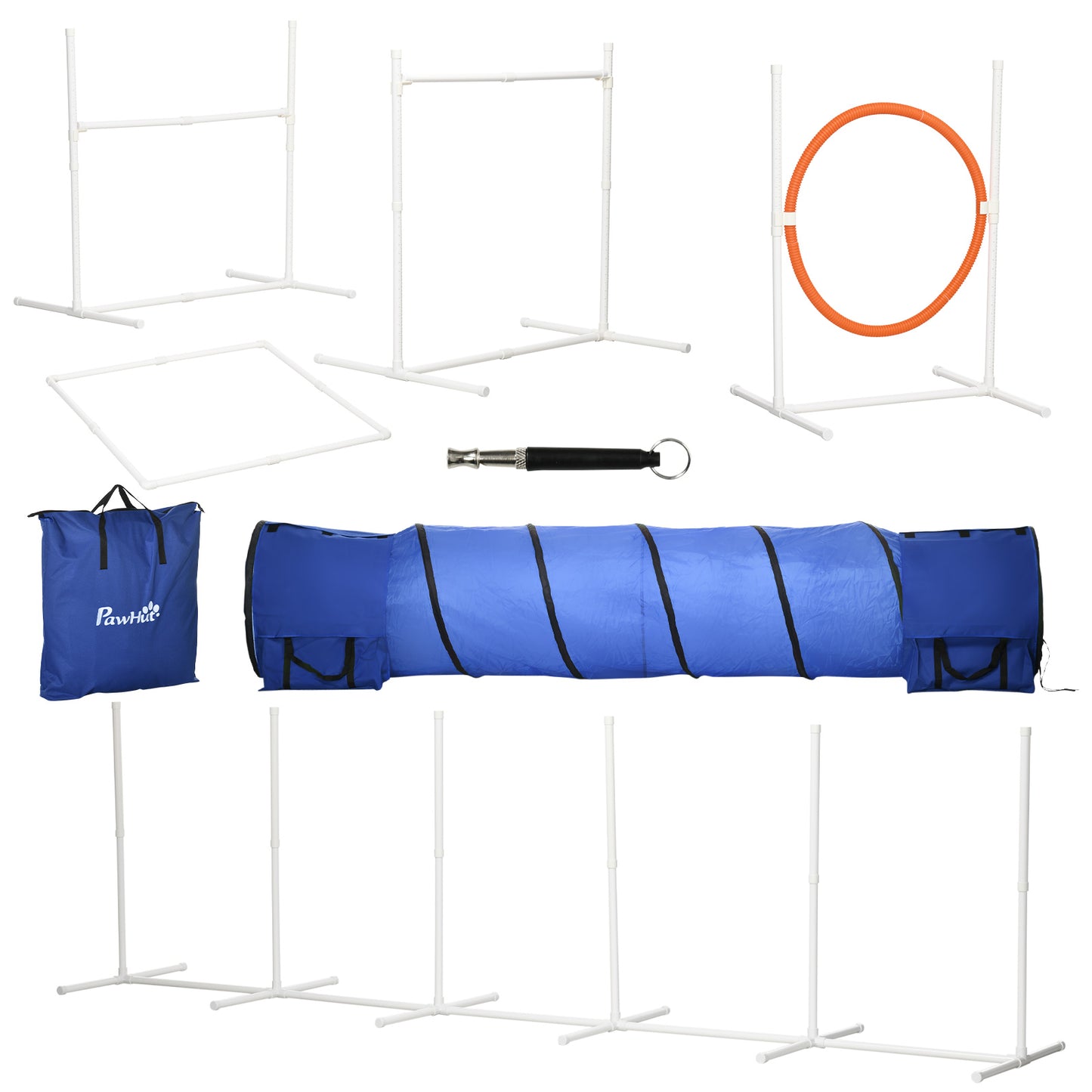 PawHut Six-Piece Dog Agility Equipment Set, With Carry Bag - Multicoloured