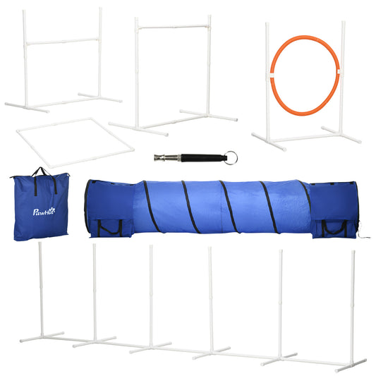 PawHut Six-Piece Dog Agility Equipment Set, With Carry Bag - Multicoloured