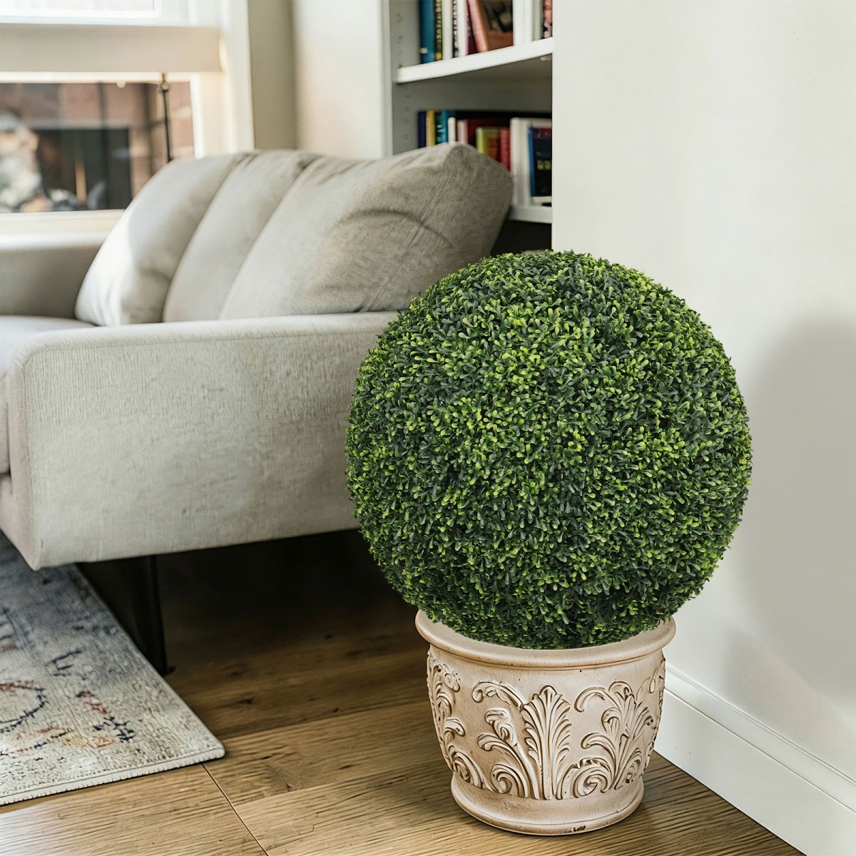 22.4IN Topiary Balls Artificial Outdoor Faux Boxwood Plants Large Green Decorative Spheres for Garden Front Porch Patio Planter Decoration, 2pcs/set